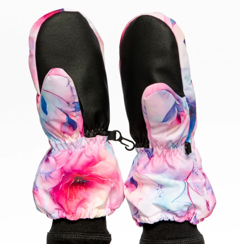 Deux Par Deux Play Winter Mittens - Mauve Flower Print