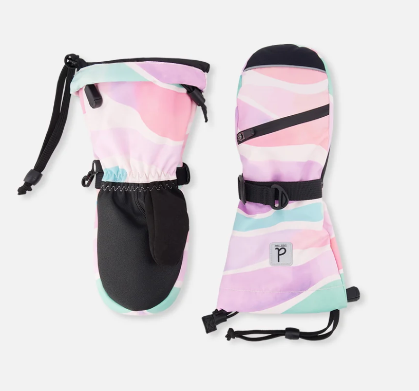 Deux Par Deux Winter Mittens - Teknik Multicolored Line Print