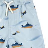 Petit Lem Submarine Print on Pearl Blue Swim Trunks