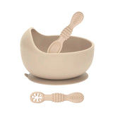 Suction Bowl & Training Spoons - Almond