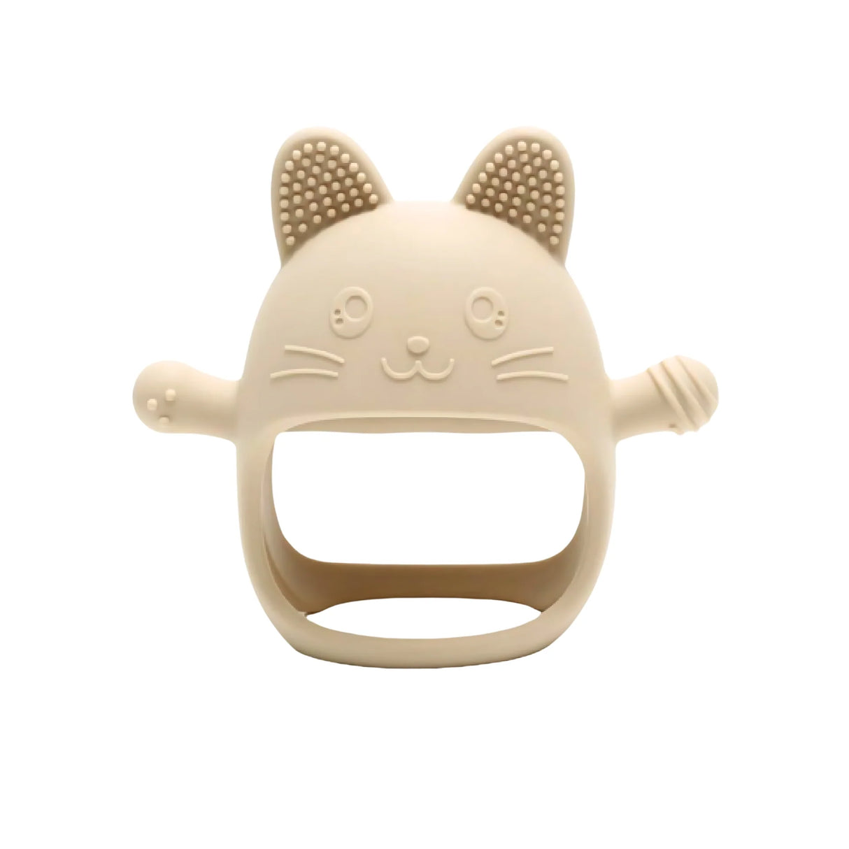 Cat Silicone Teething Mitt - Almond