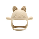 Cat Silicone Teething Mitt - Almond
