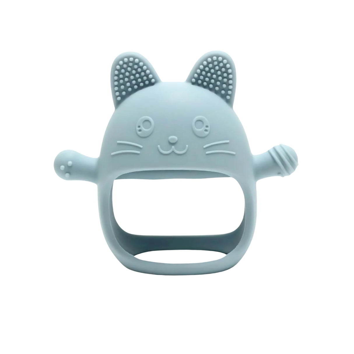 Cat Silicone Teething Mitt - Dusty Blue