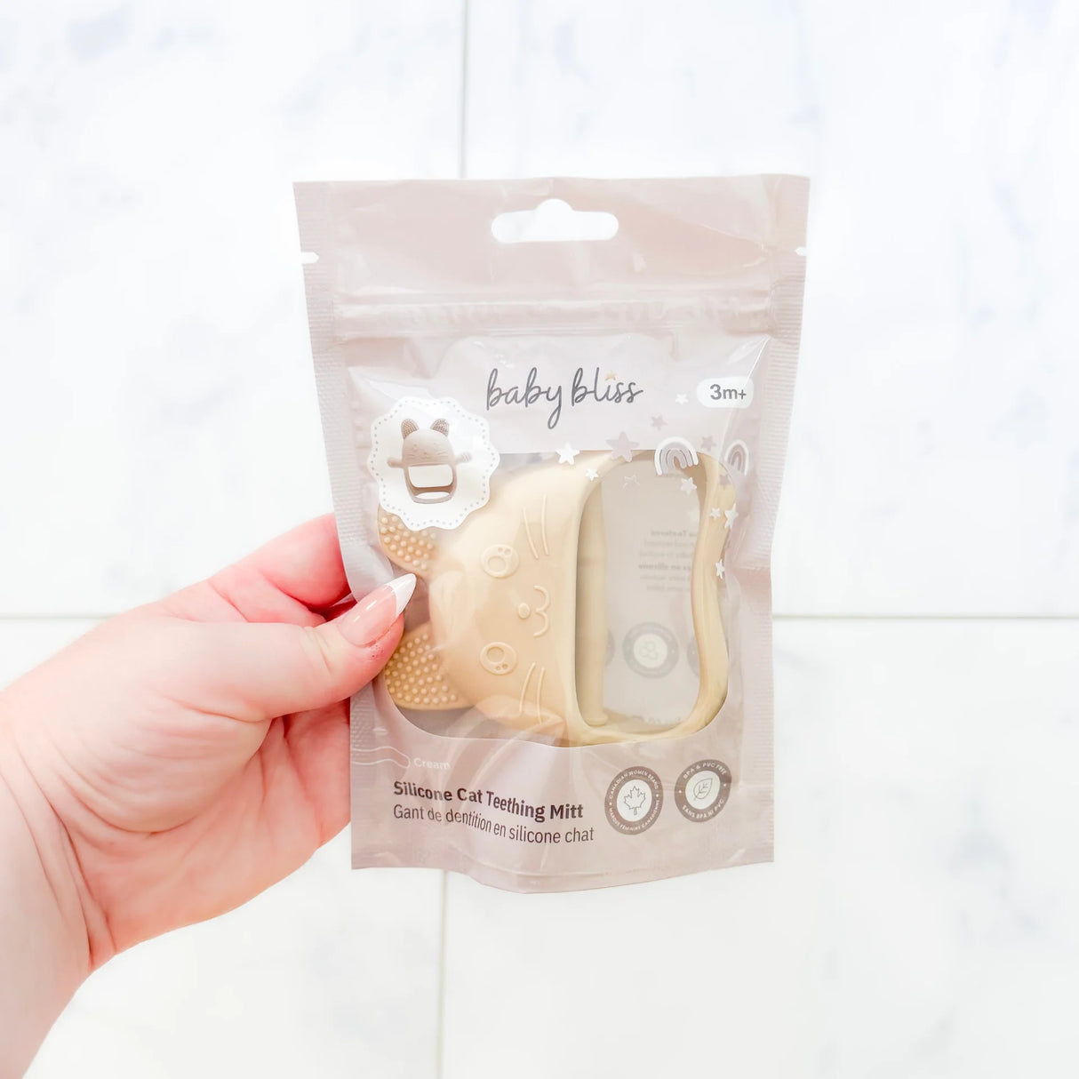 Cat Silicone Teething Mitt - Almond