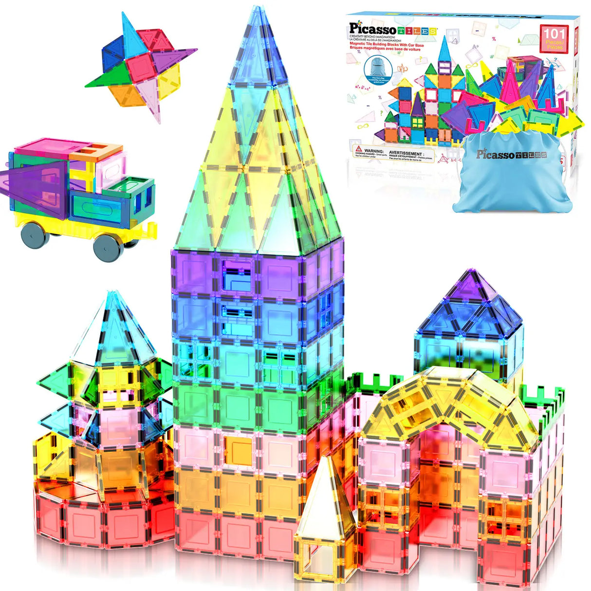 PicassoTiles Magnetic Tile Building Blocks 101pc