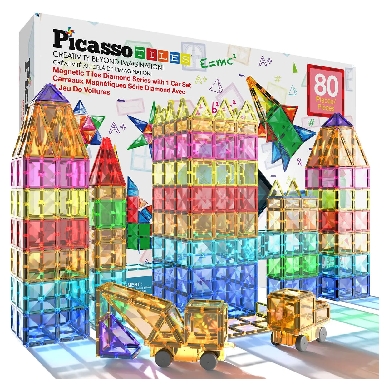 PicassoTiles Magnetic Tile Building Set 80pc
