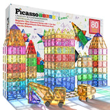 PicassoTiles Magnetic Tile Building Set 80pc