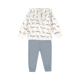 Dirkje Boys' Baby Set Shirt Trousers Cardigan Off-White Blue