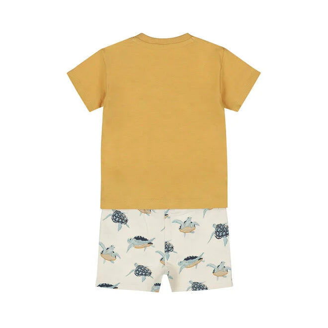 Dirkje Boys' Set Shirt Shorts Off-White Camel Turtle