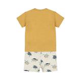 Dirkje Boys' Set Shirt Shorts Off-White Camel Turtle