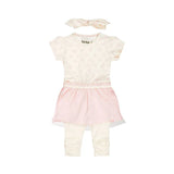 Dirkje Girls' Set Dress Leggings Hairband Light Pink Bow
