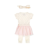 Dirkje Girls' Set Dress Leggings Hairband Light Pink Bow