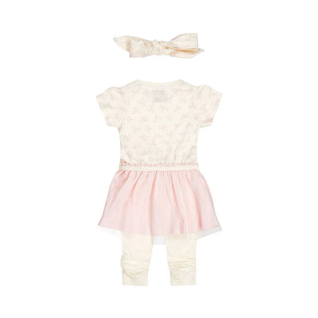 Dirkje Girls' Set Dress Leggings Hairband Light Pink Bow