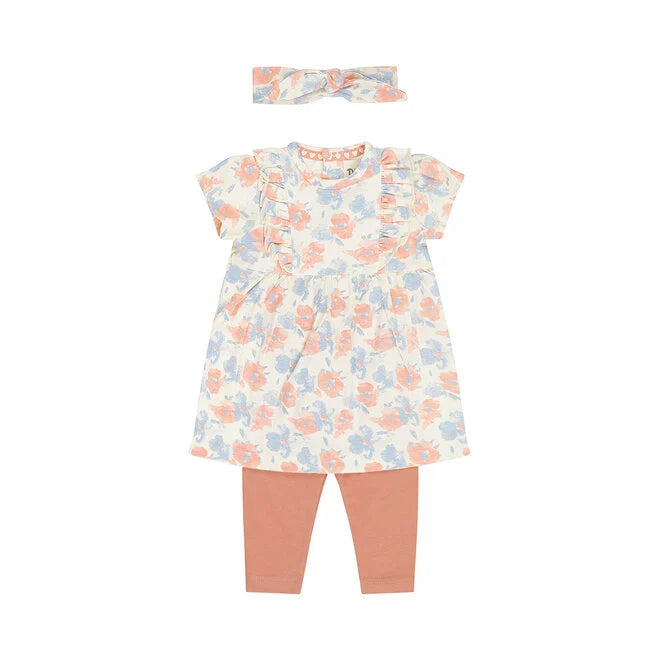 Dirkje Girls' Set Dress Leggings Hairband Off-White Pink