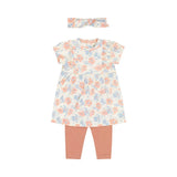 Dirkje Girls' Set Dress Leggings Hairband Off-White Pink