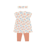 Dirkje Girls' Set Dress Leggings Hairband Off-White Pink