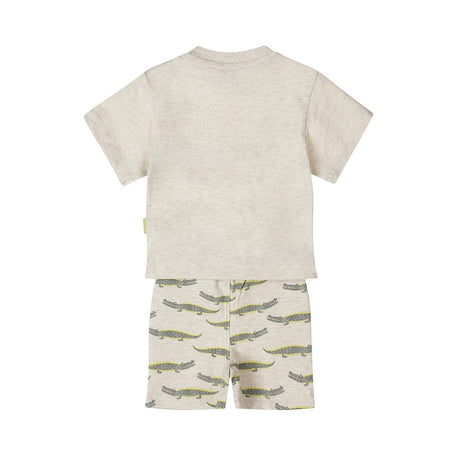 Dirkje boys baby T-shirt shorts set - off white melange