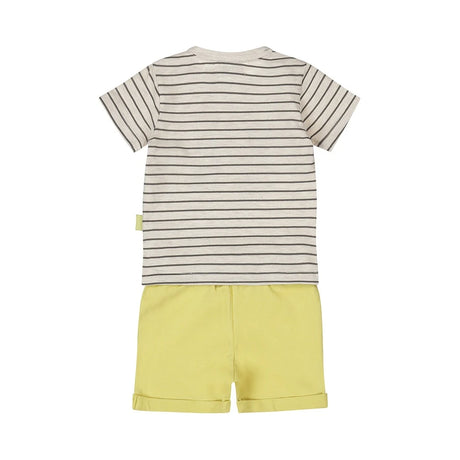 Dirkje boys baby T-shirt shorts set - light yellow animals