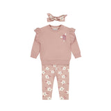 Dirkje girls' set sweater trousers hairband soft pink flower
