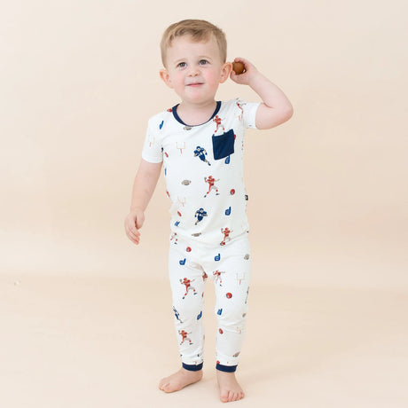 Kyte baby short sleeve pajamas in Football