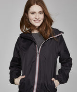 O8 Women's Full-Zip Packable Rain Jacket and Windbreaker - Black