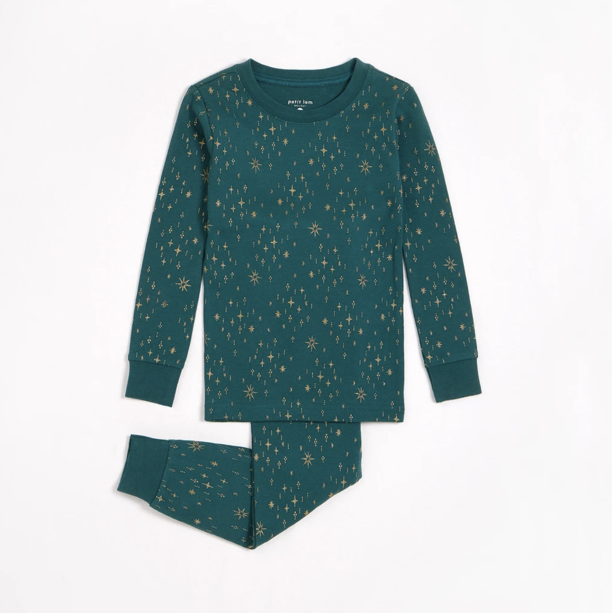 Petit Lem Kids' Fitted Organic Cotton Holiday Two-Piece Pajamas
