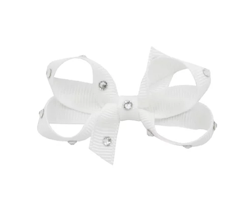 Olilia Small Crystal Bow - White