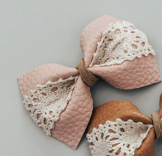 Marie + Me Stella Lace Bow - Dusty Blush